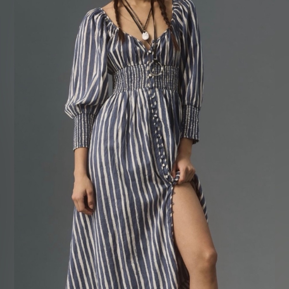 Anthropologie long-sleeve sweetheart Midi Dress